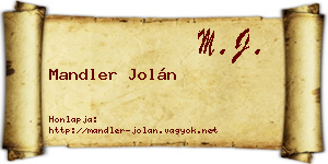 Mandler Jolán névjegykártya
